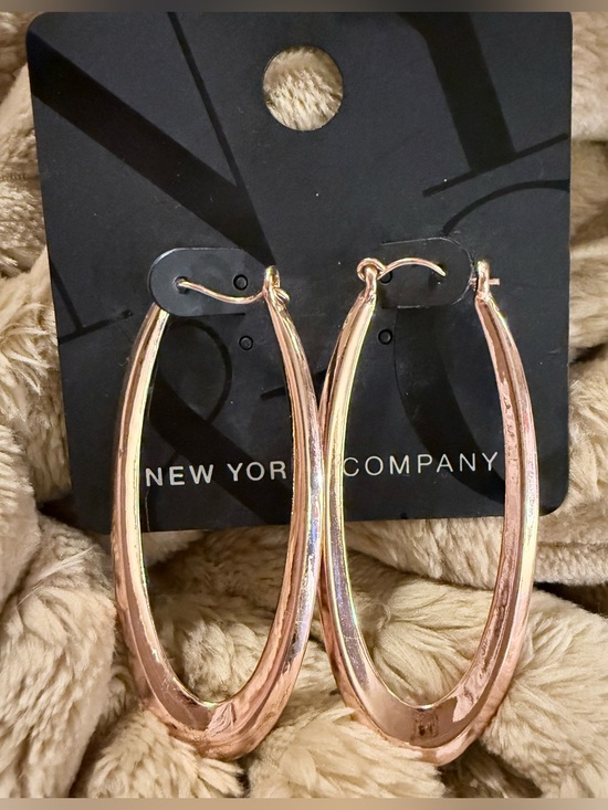 New York & Company Jewelry - New York & Company Elongated Oval Hoops in Rose Gold